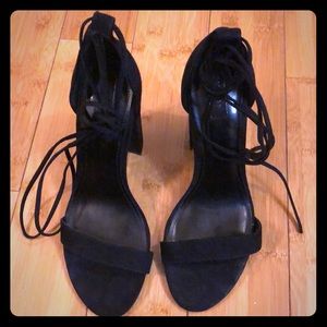 Black suede heels
